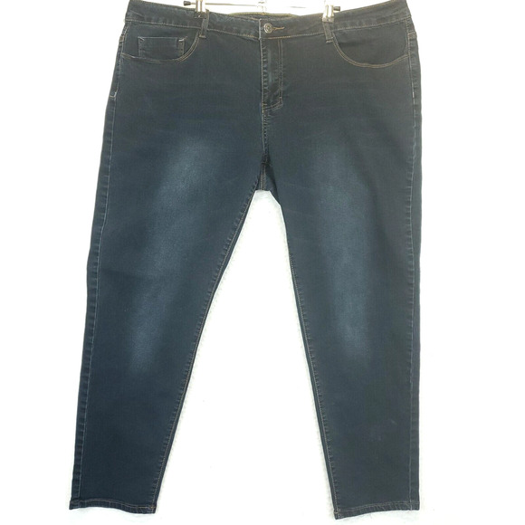 Cotton Farm Skinny Jeans Women 20 Mid Rise Blue Stretch Dark Wash 5 Pockets - Picture 1 of 13